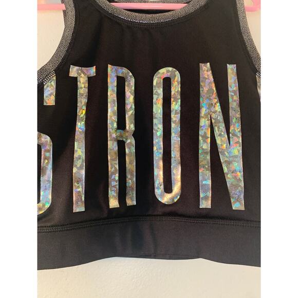 JUSTICE ACTIVE Girl’s Black/Silver STRONG Sports Bra / Size: Large 14 - Picture 6 of 8